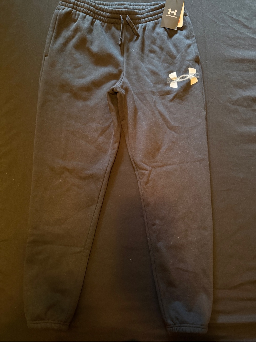 Under Armour Kids Black Joggers with White Logo
